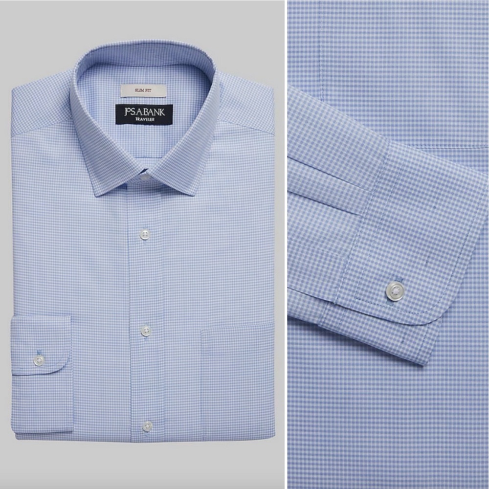 Jos. A. Bank Light Blue Checkered Dress Shirt